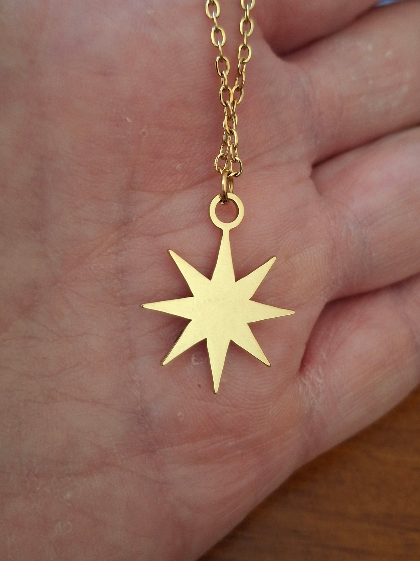 Edelstahl Goldkette Halskette Edelstahl Polarstern Anhänger Edelstahl