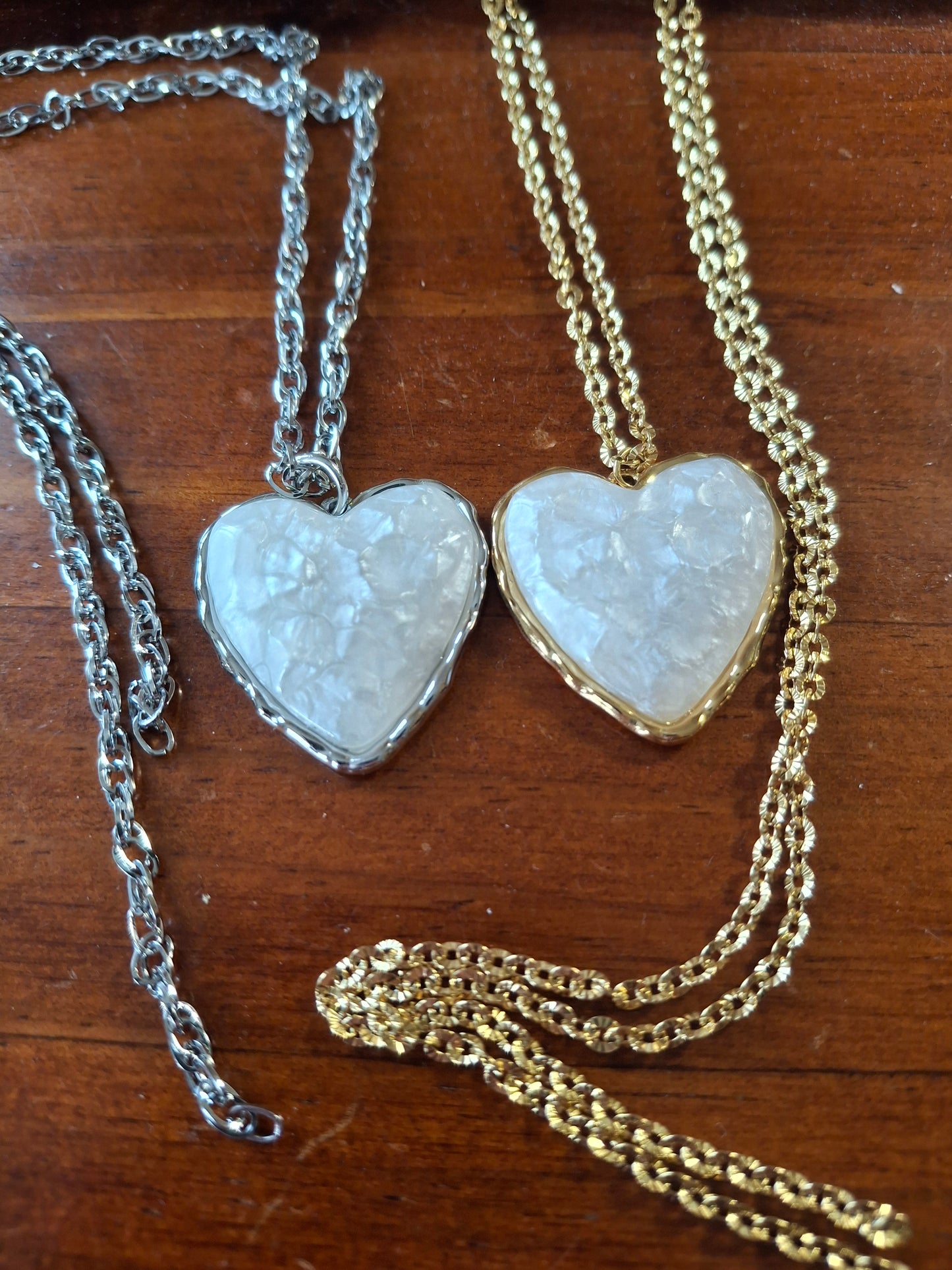 Halskette goldfarbene Kette Edelstahl 316 und Herz Edelstahl 316