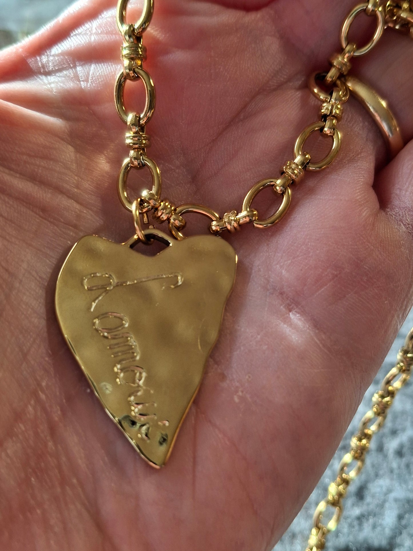 Bracelet maille gourmette stainless steel 316 grand cœur stainless steel 316 sur mesure