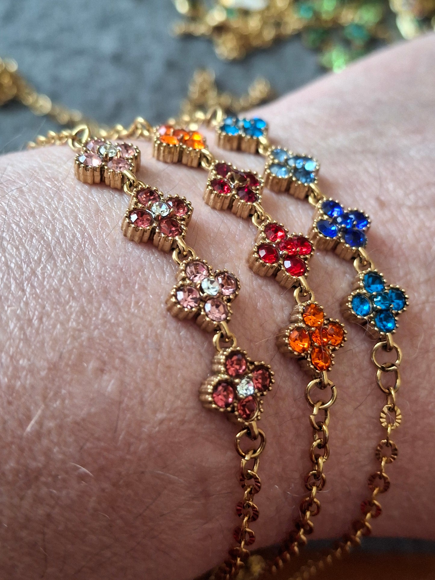 Armband Kette Edelstahl 316 Kristall und Kette Edelstahl 316 handgefertigt nur auf Maß