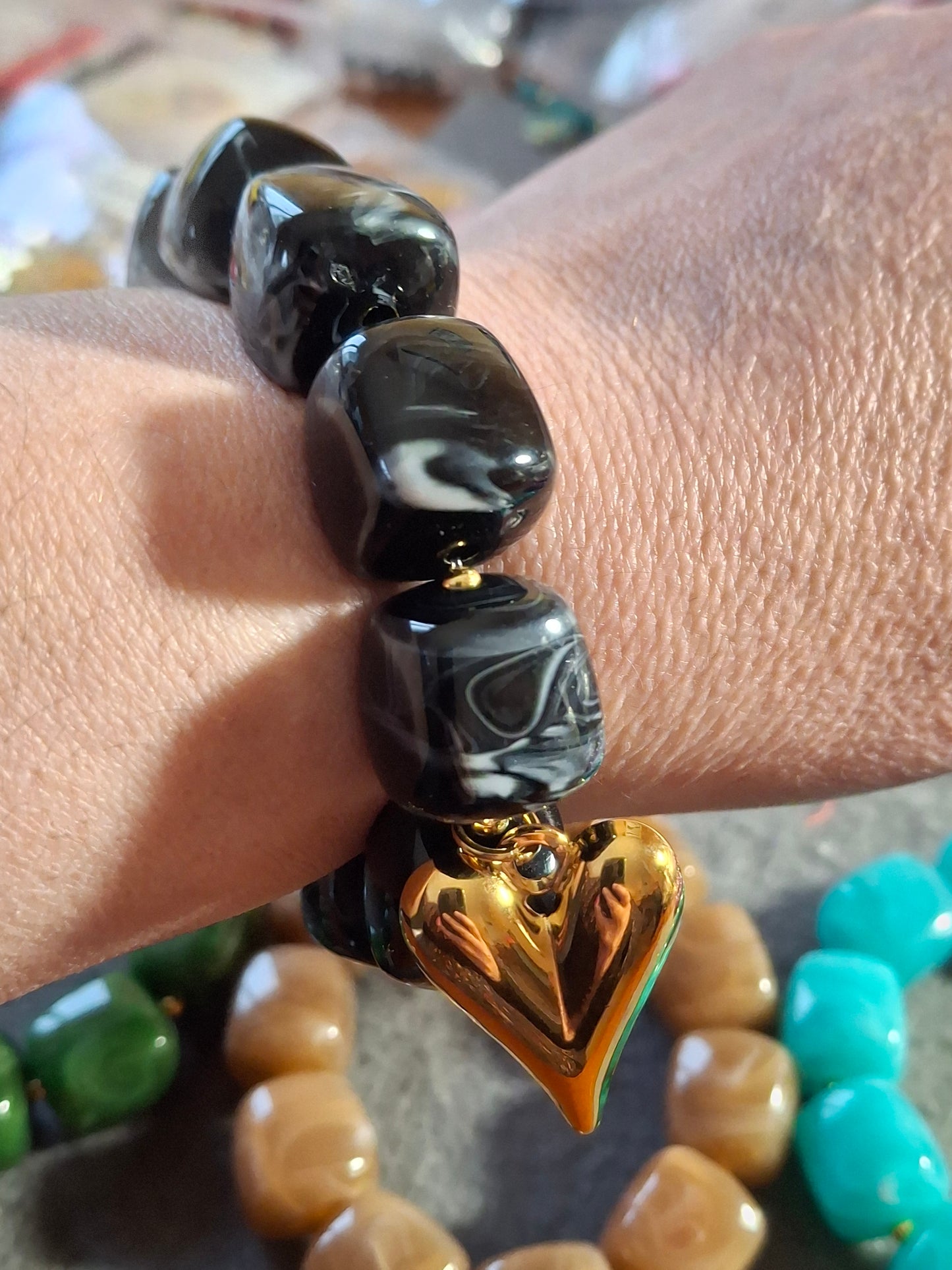 Bracelet perles en acrylique coloré élastique