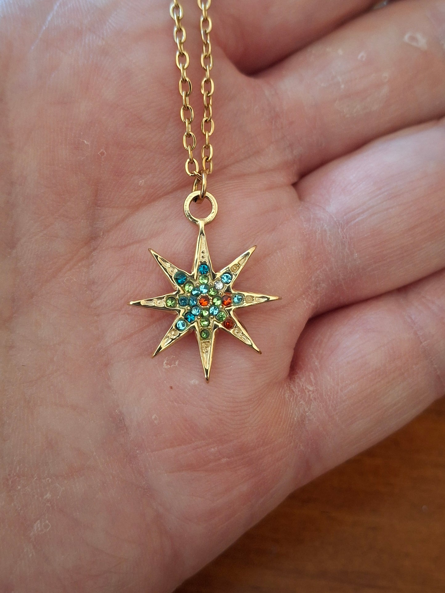 Edelstahl Goldkette Halskette Edelstahl Polarstern Anhänger Edelstahl
