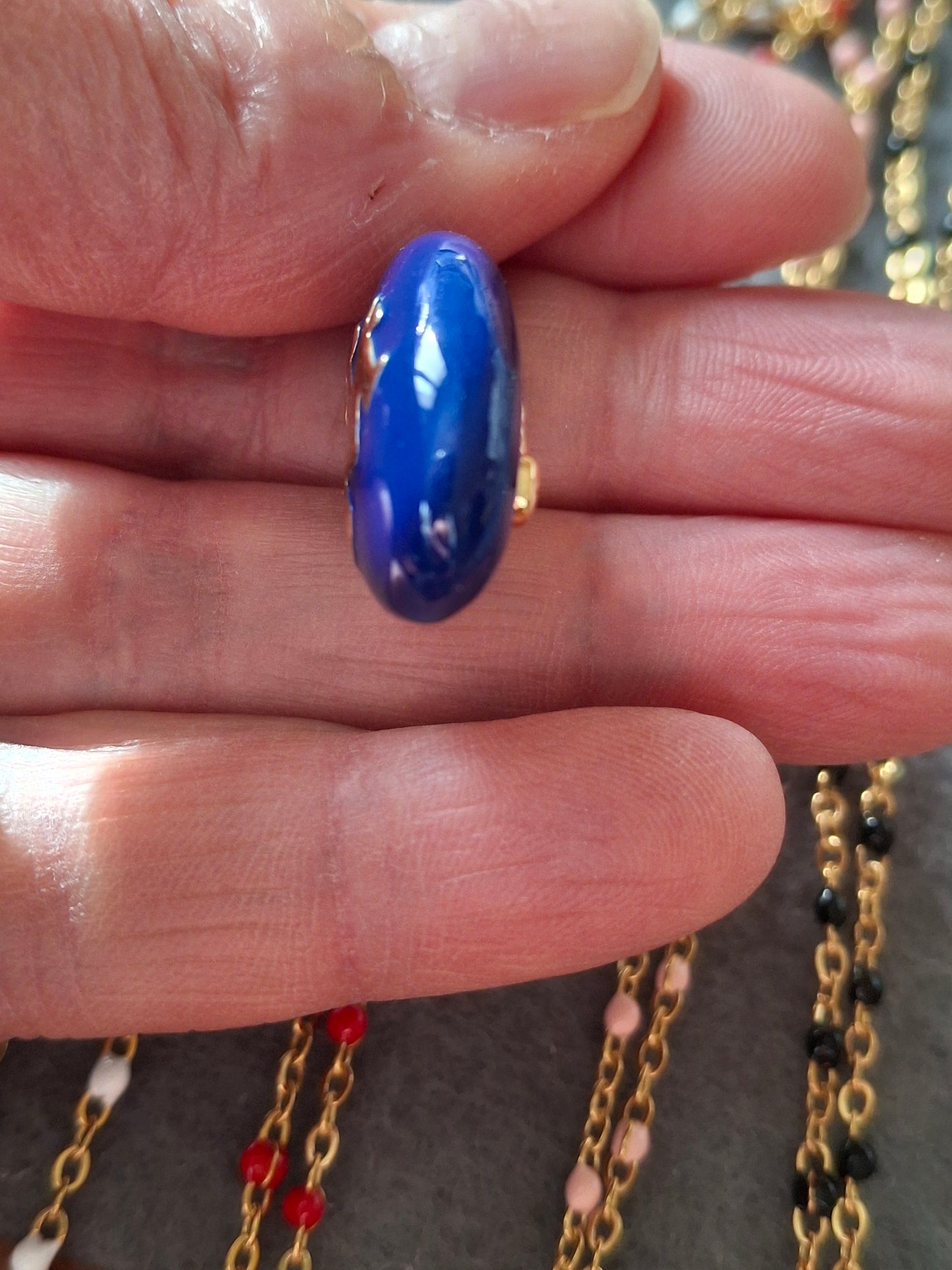 Collier chaîne acier inoxydable stainless steel grande médaille madone en email coloré