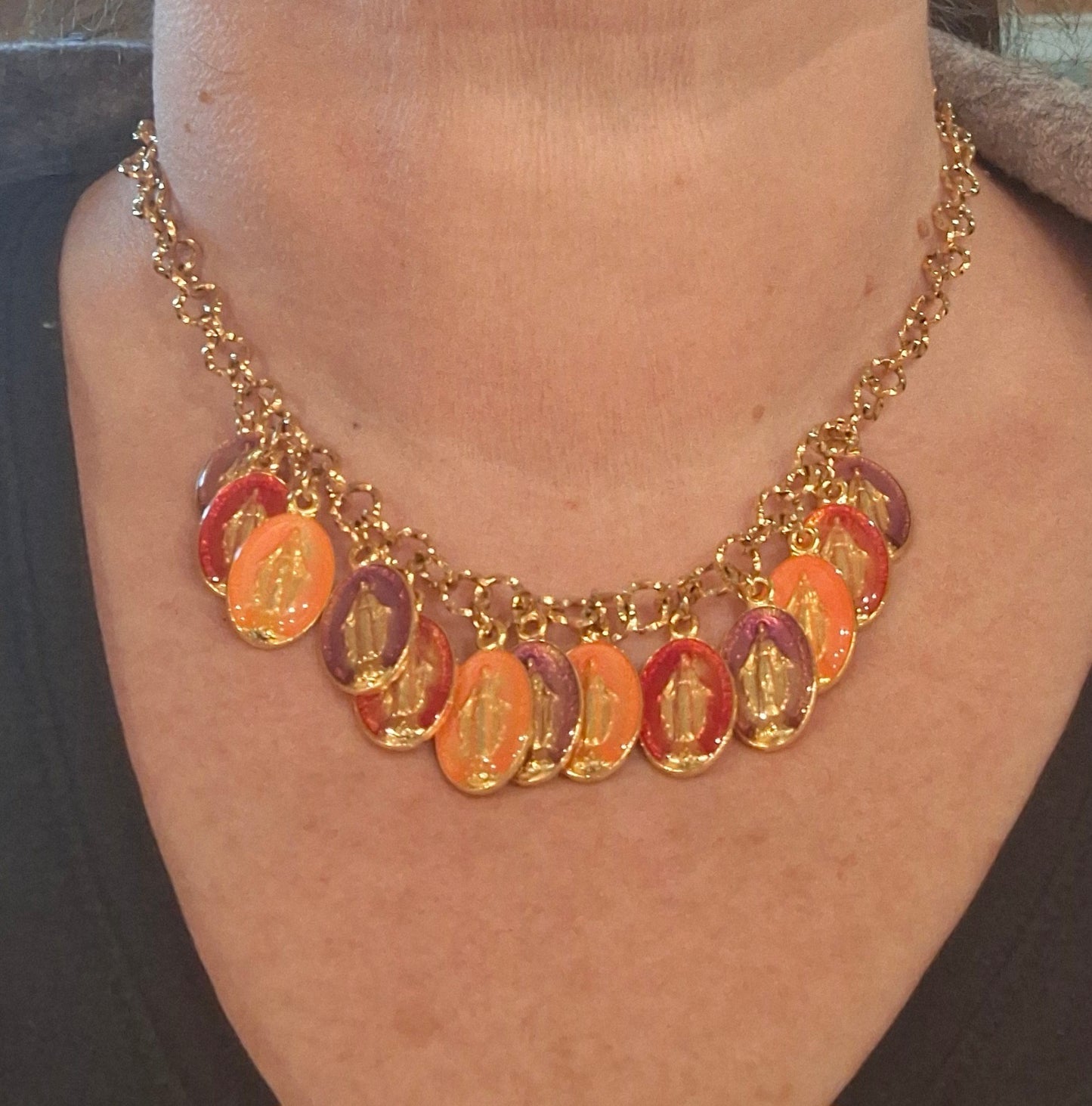 Stainless steel 316 chain necklace with Madonna charms