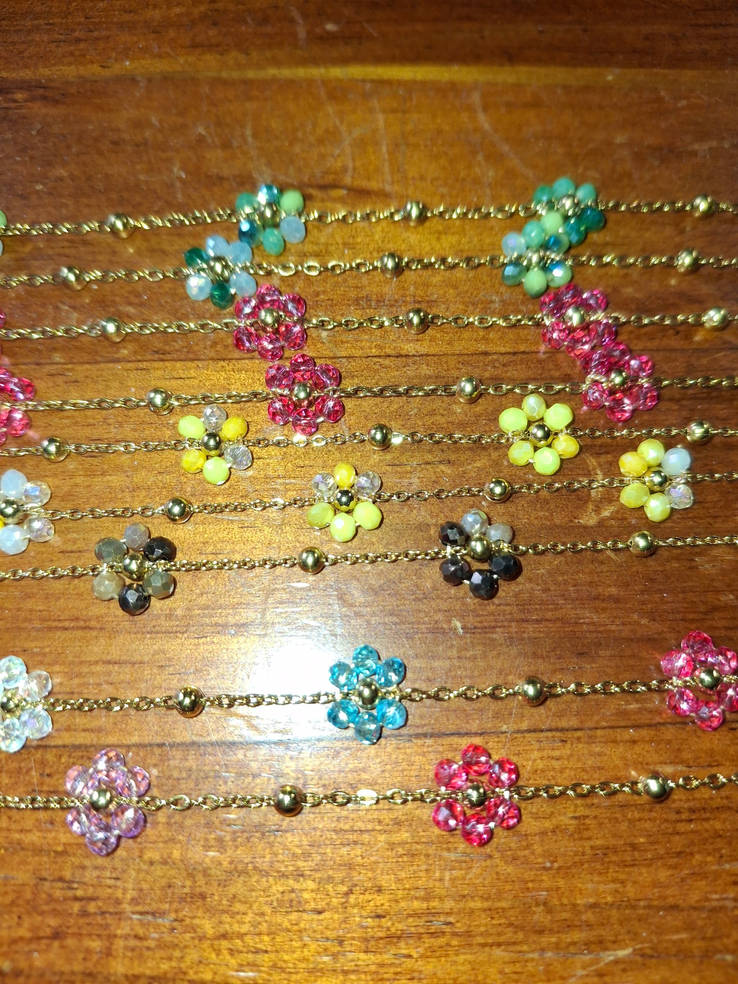 Collier chaîne dorée acier inoxydable stainless steel 316 et fleurs