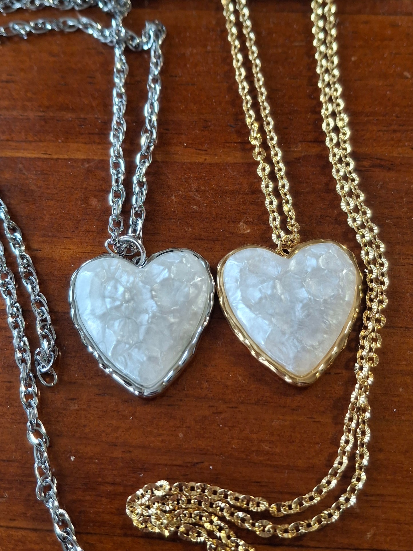 Halskette goldfarbene Kette Edelstahl 316 und Herz Edelstahl 316