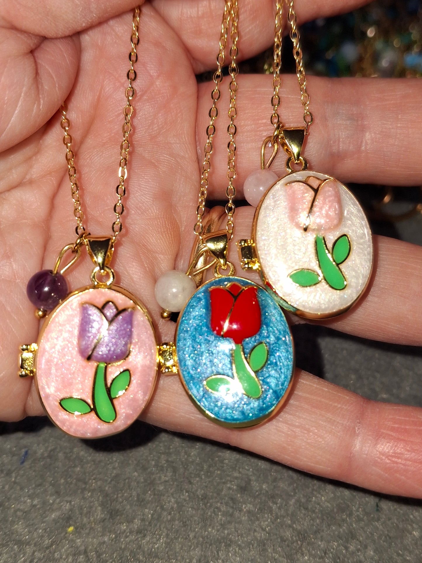 Collier pendentif porte photo et perle réglable ajustable